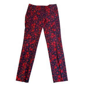 Talbots Chatham Women's Size 4 Red Blue Floral Print Straight Leg Pants